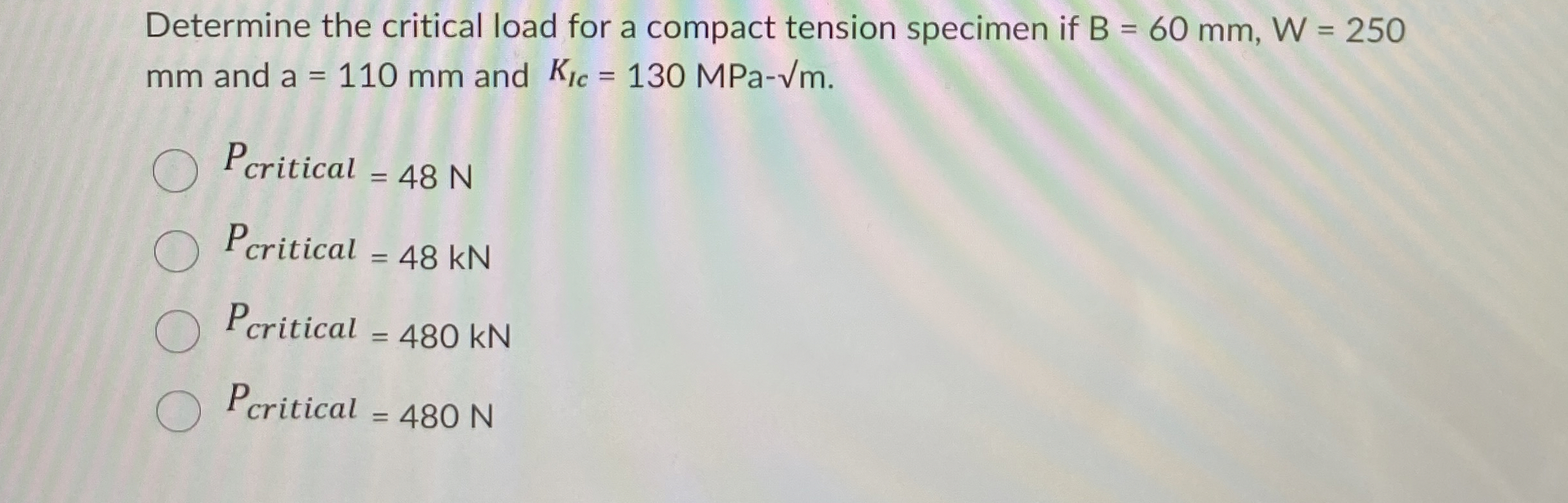 Determine the critical load for a compact tension