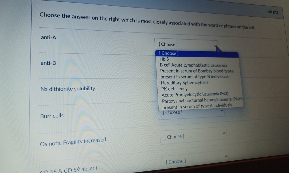 3 6 pts Choose the answer on the right which is