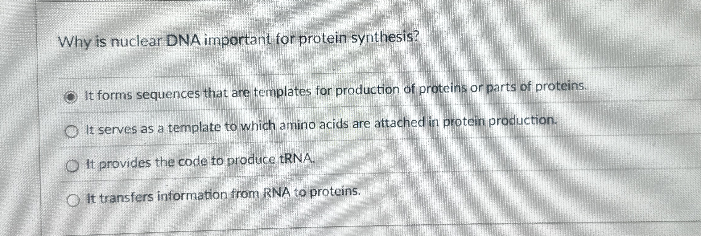 Why is nuclear DNA important for protein