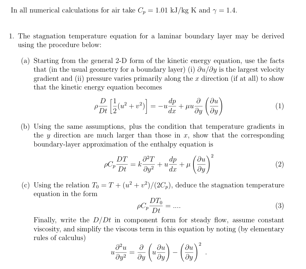 In all numerical calculations for air take C p =