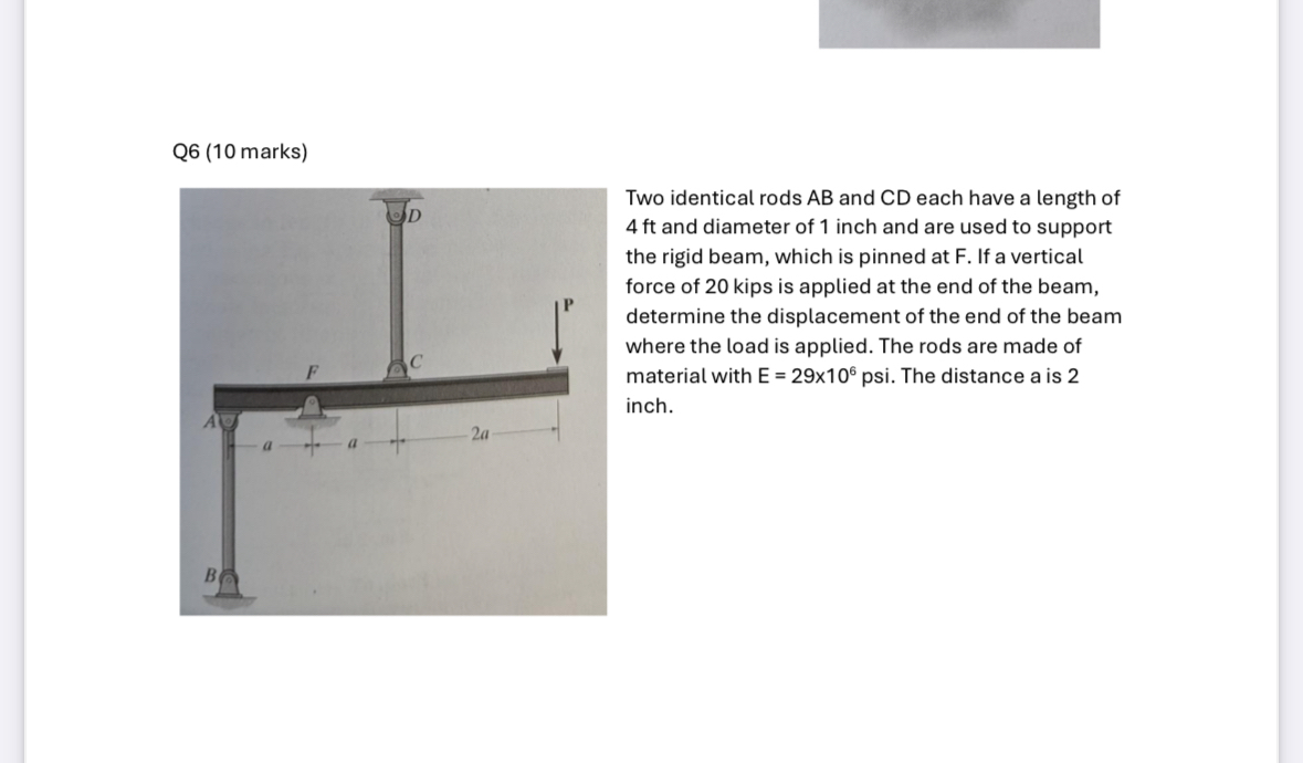 Q 6 ( 1 0 marks ) Two identical rods A B and C D
