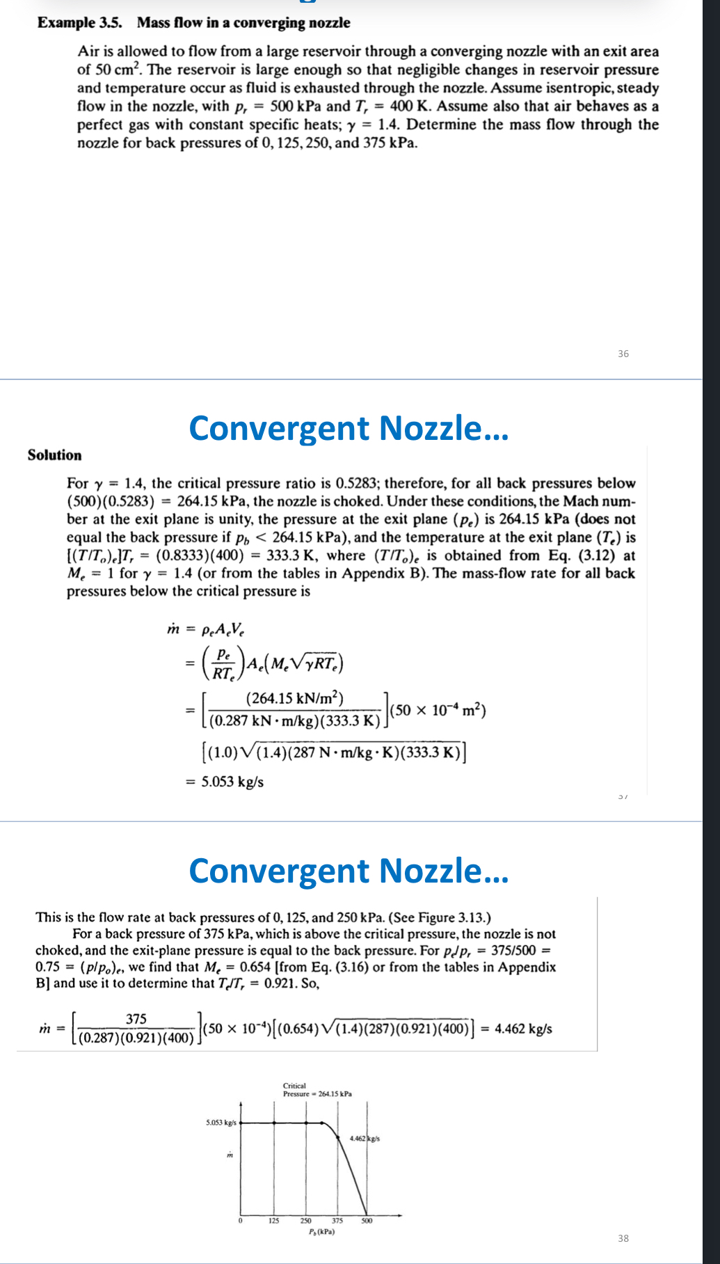 Example 3 . 5 . Mass flow in a converging nozzle