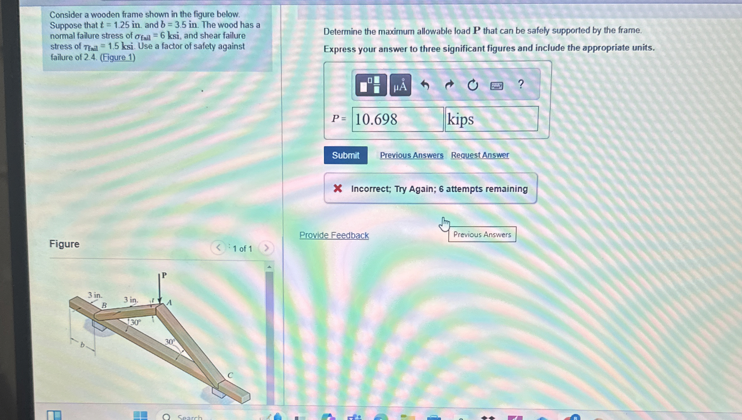 Consider a wooden frame shown in the figure