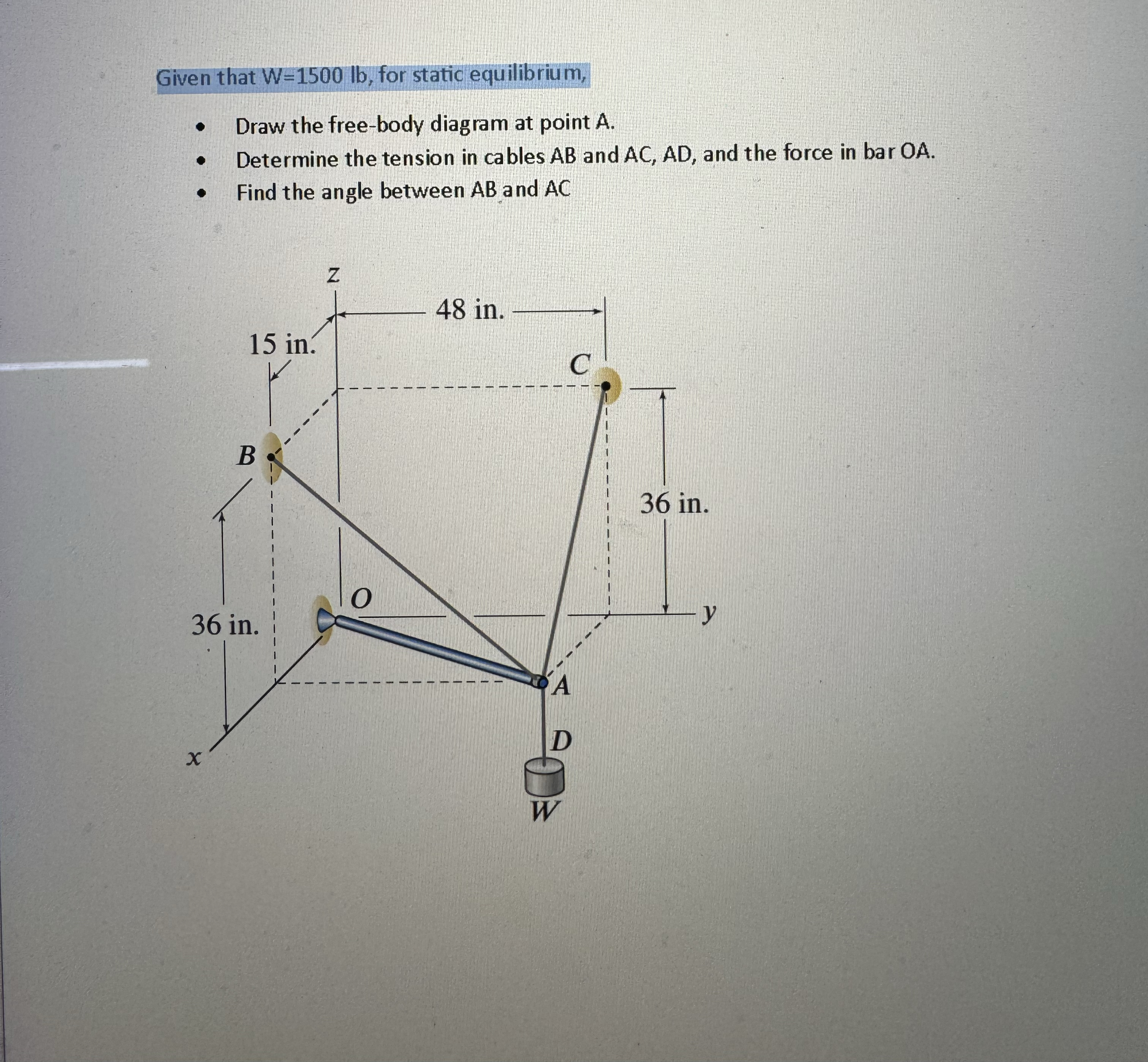 Given that W = 1 5 0 0 l b , for static