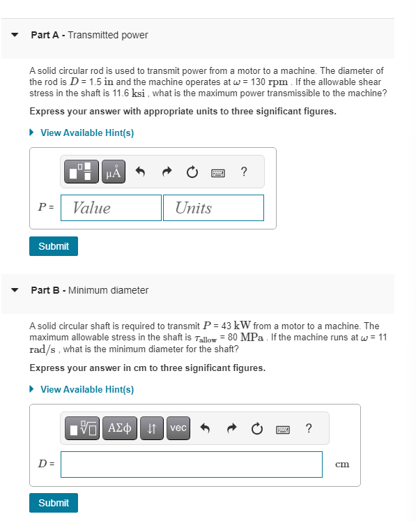 Part A - Transmitted power A solid circular rod
