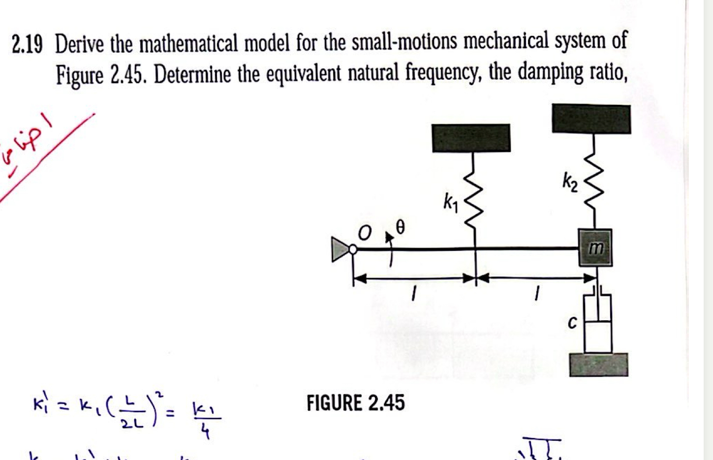 2 . 1 9 Derive the mathematical model for the