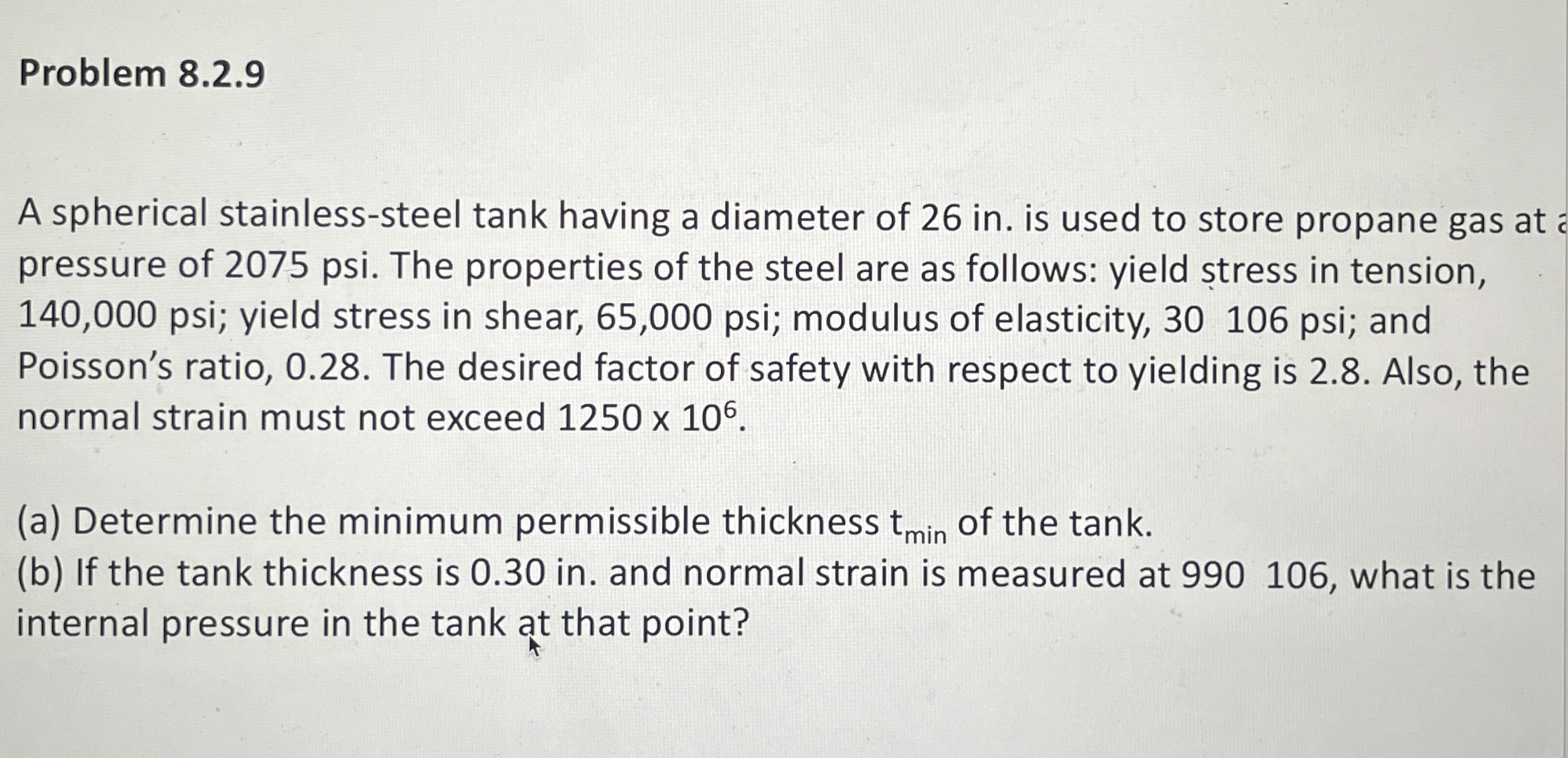 Problem 8 . 2 . 9 A spherical stainless - steel