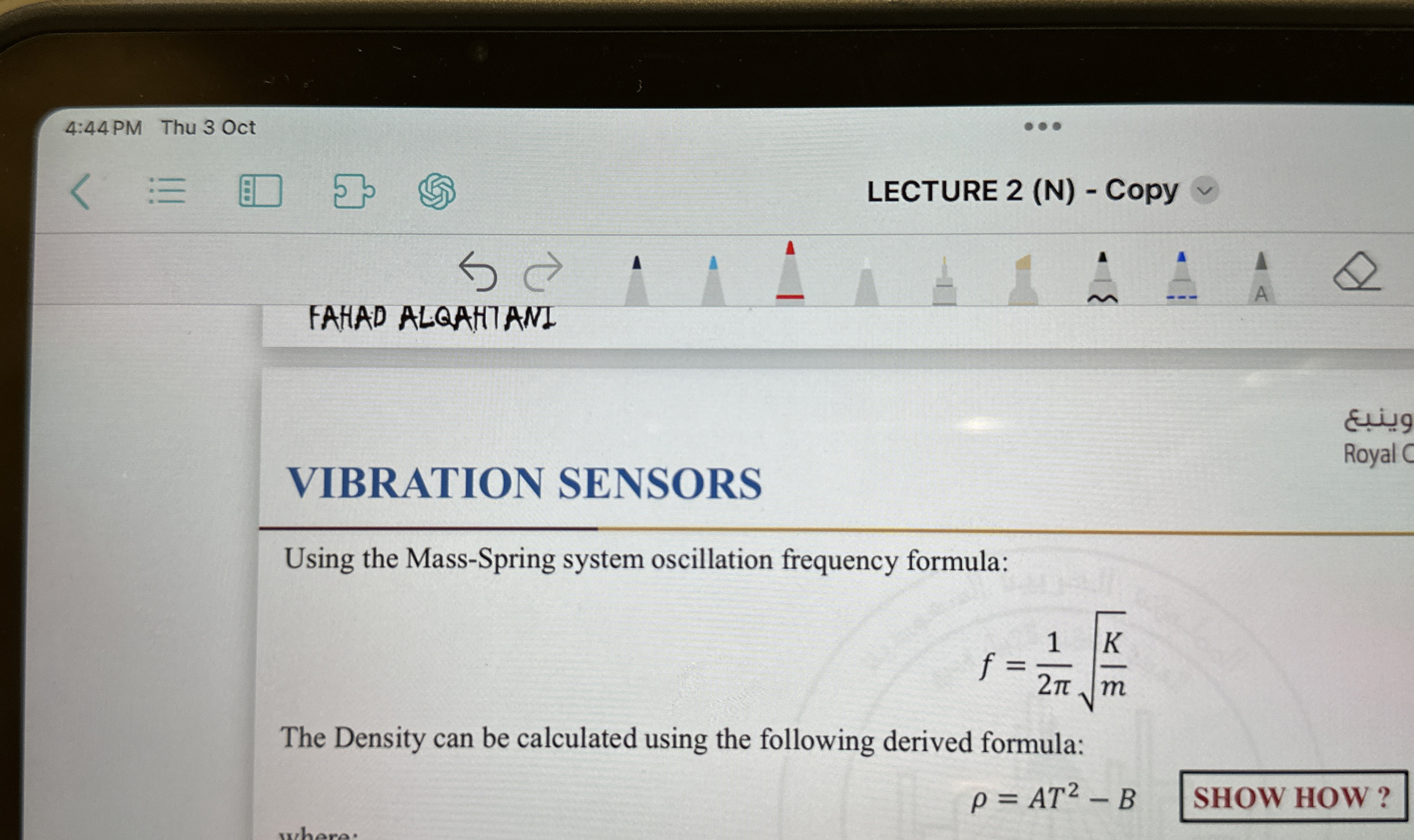 VIBRATION SENSORS Using the Mass - Spring system
