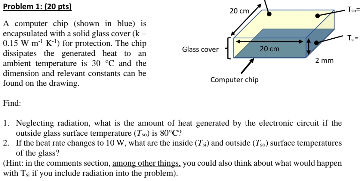 Problem 1 : ( 2 0 pts ) A computer chip ( shown