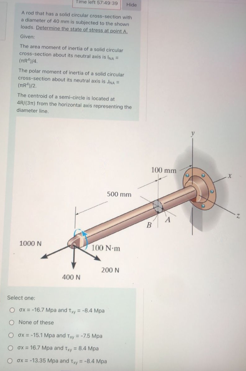 Time left 5 7 : 4 9 : 3 9 Hide A rod that has a