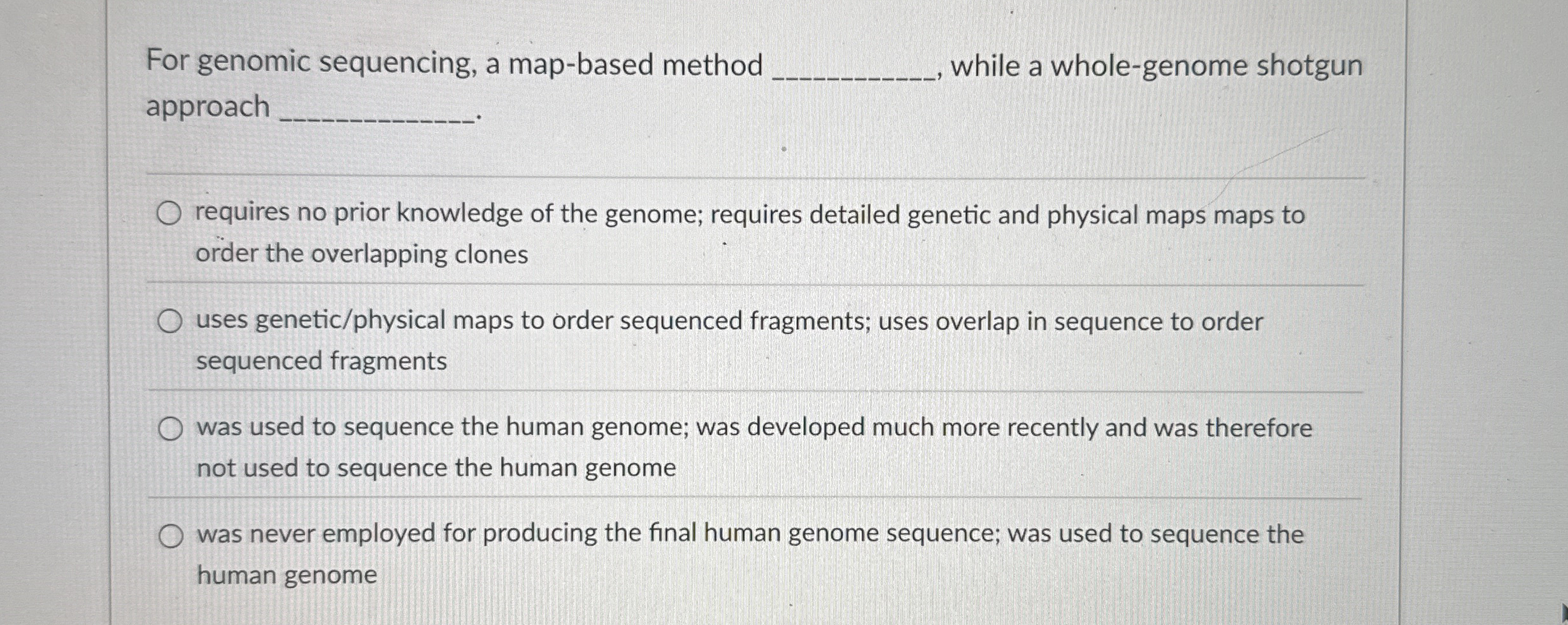 For genomic sequencing, a map - based method