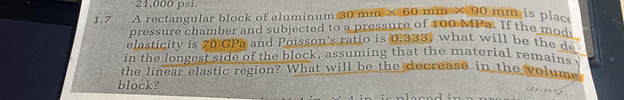 1 . 7 A rectangular block of aluminum 3 0 m m 6 0