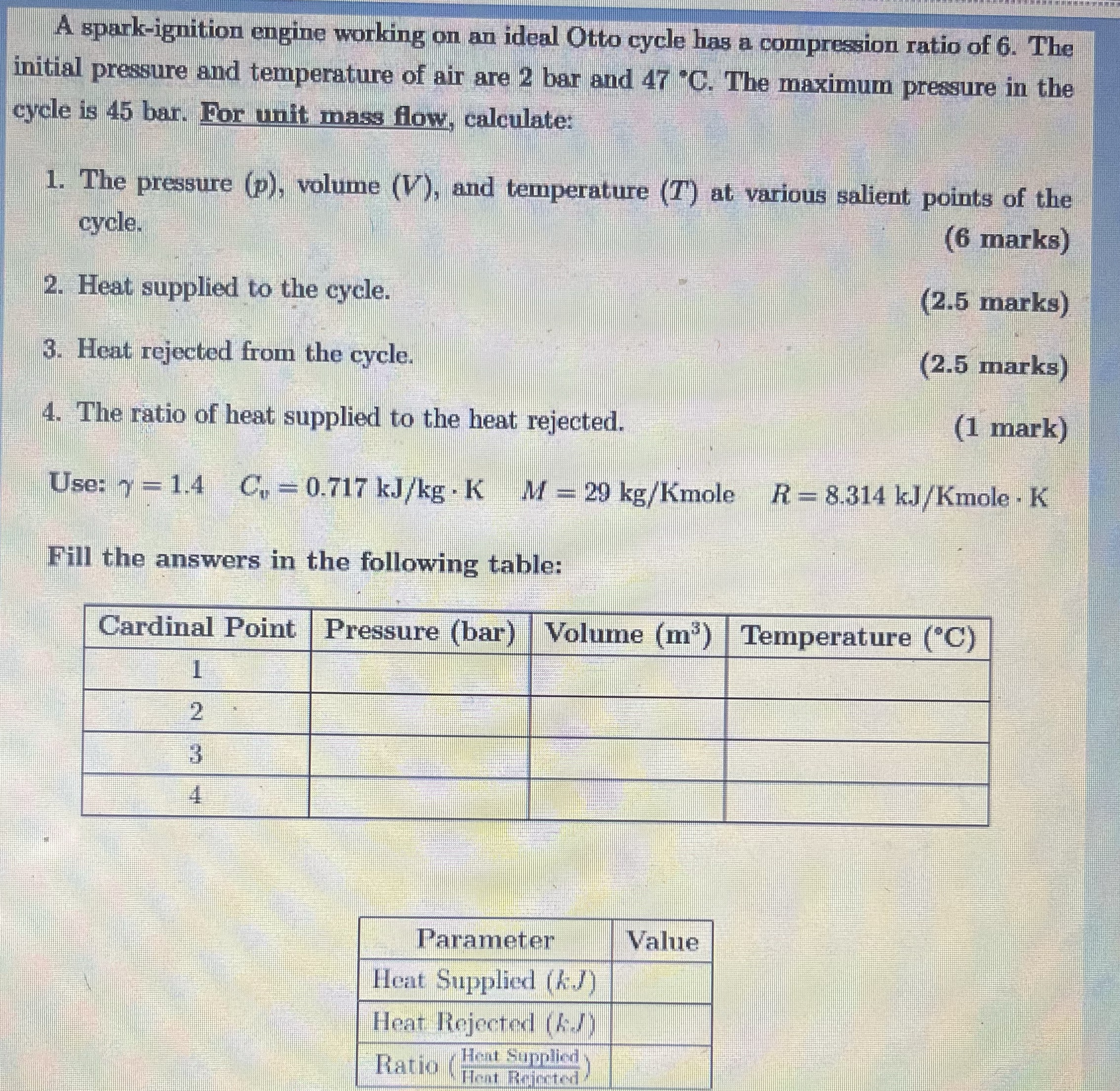 A spark - ignition engine working on an ideal