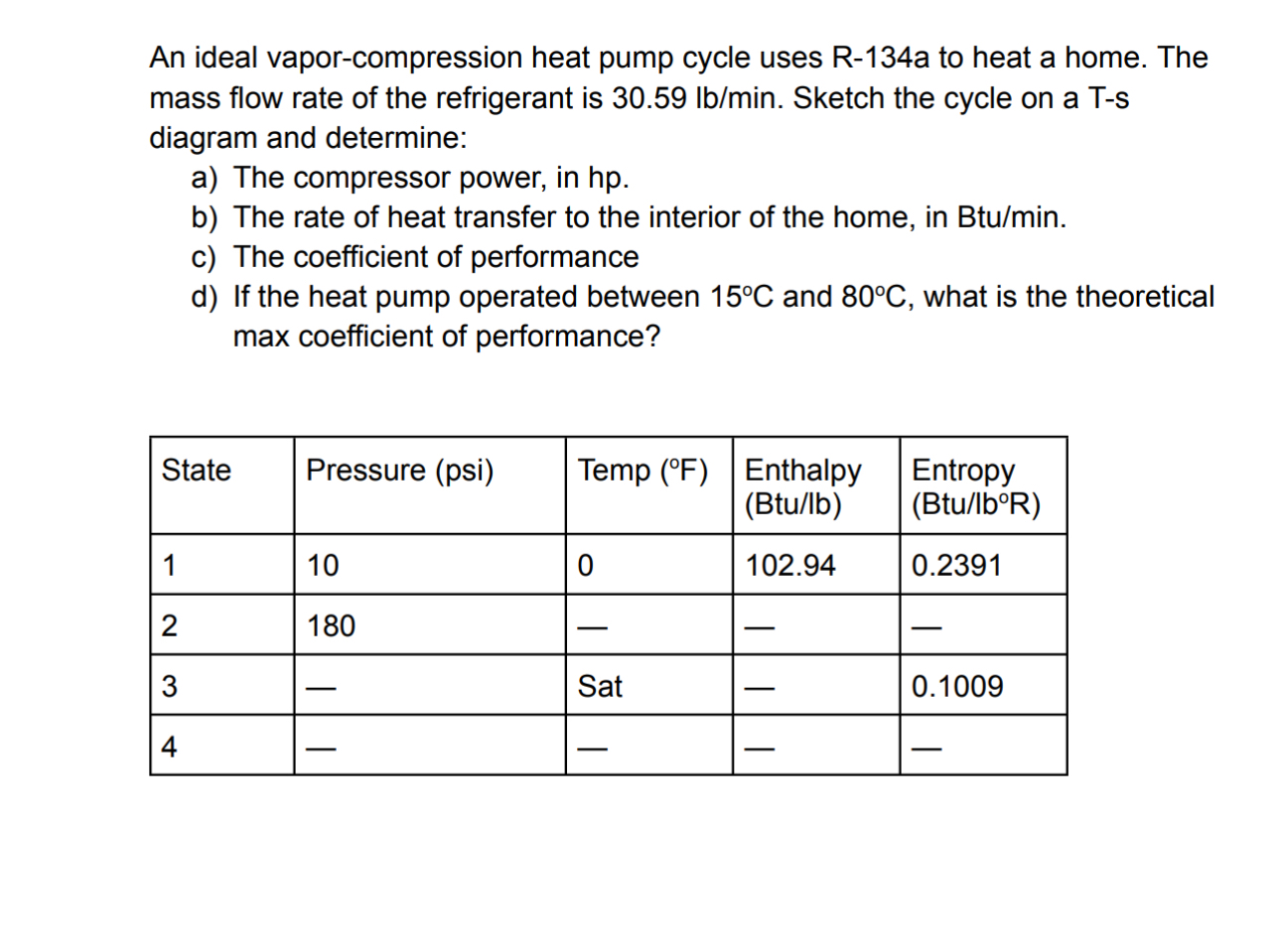 An ideal vapor - compression heat pump cycle uses
