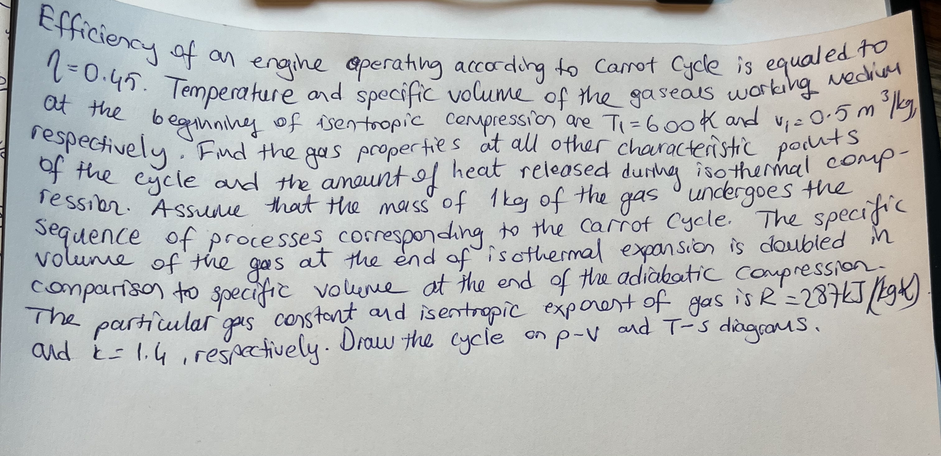 Efficiency of an engine operating according to