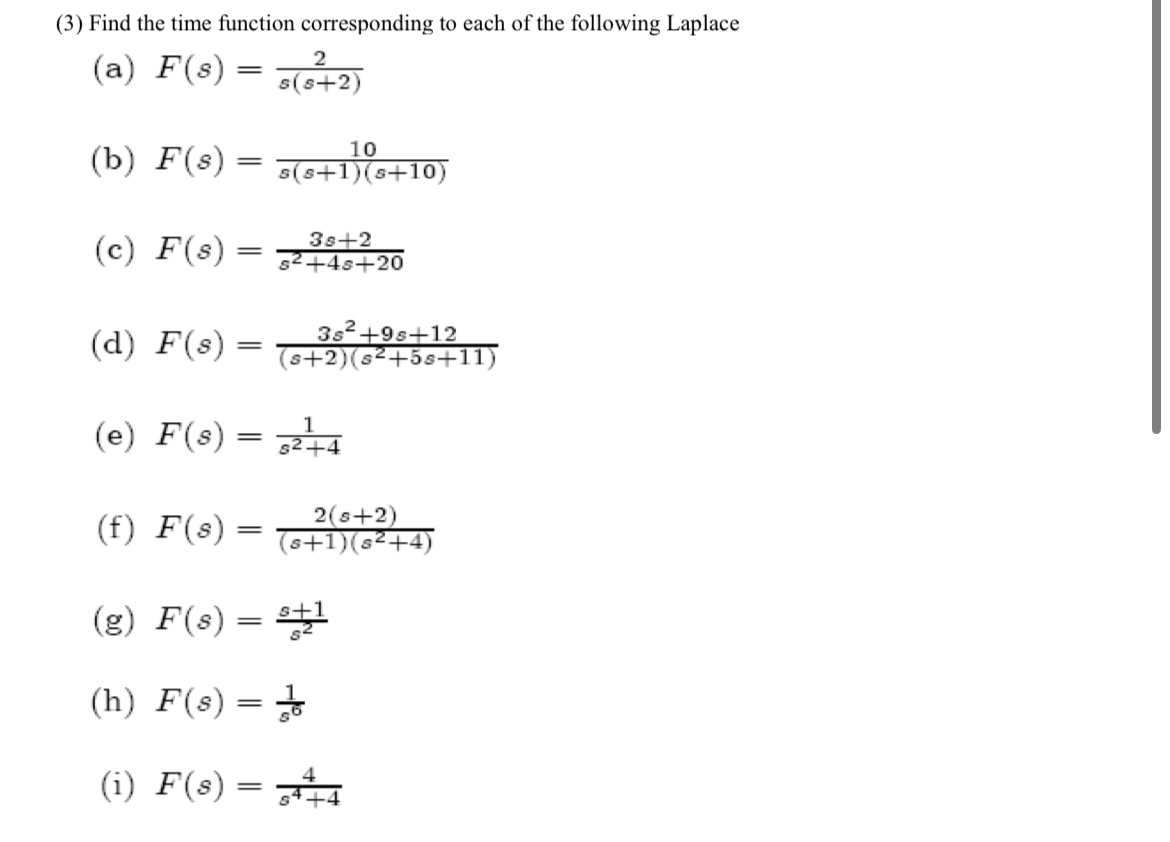 ( 3 ) Find the time function corresponding to