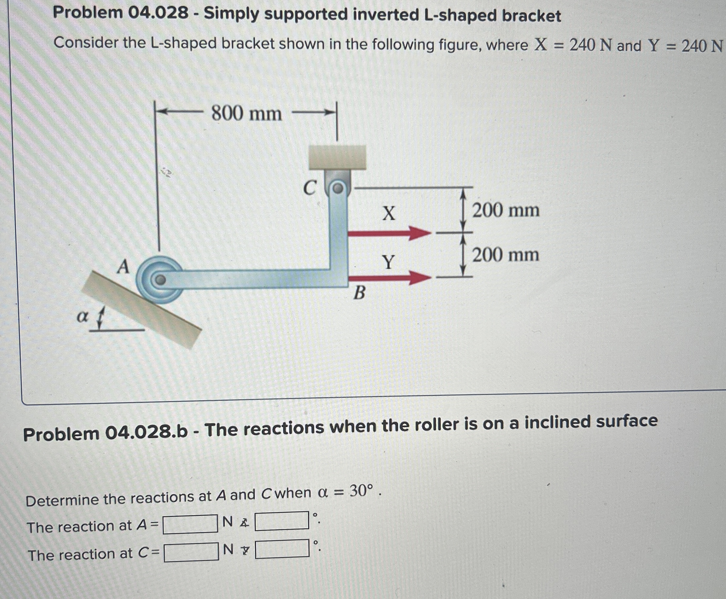 Problem 0 4 . 0 2 8 - Simply supported inverted L