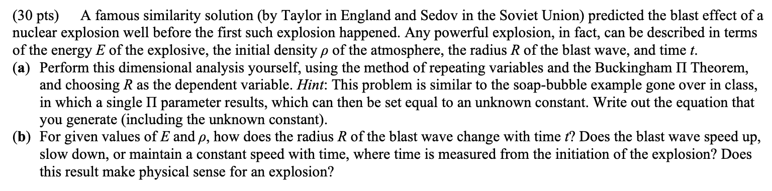 A famous similarity solution ( by Taylor in