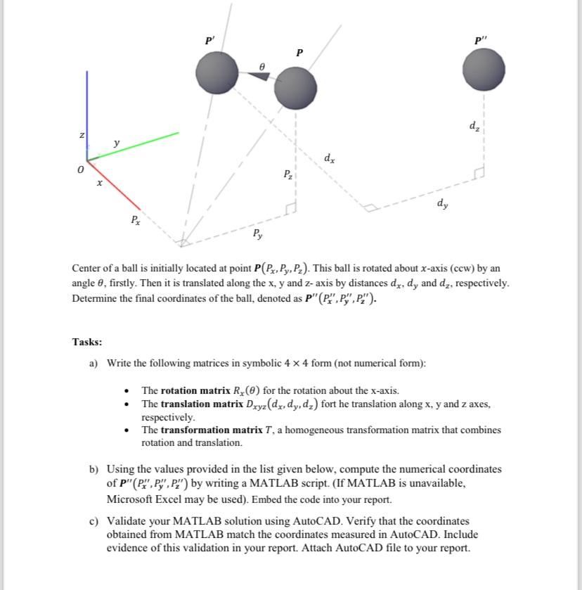 Q 1 ) Center of a ball is initially located at