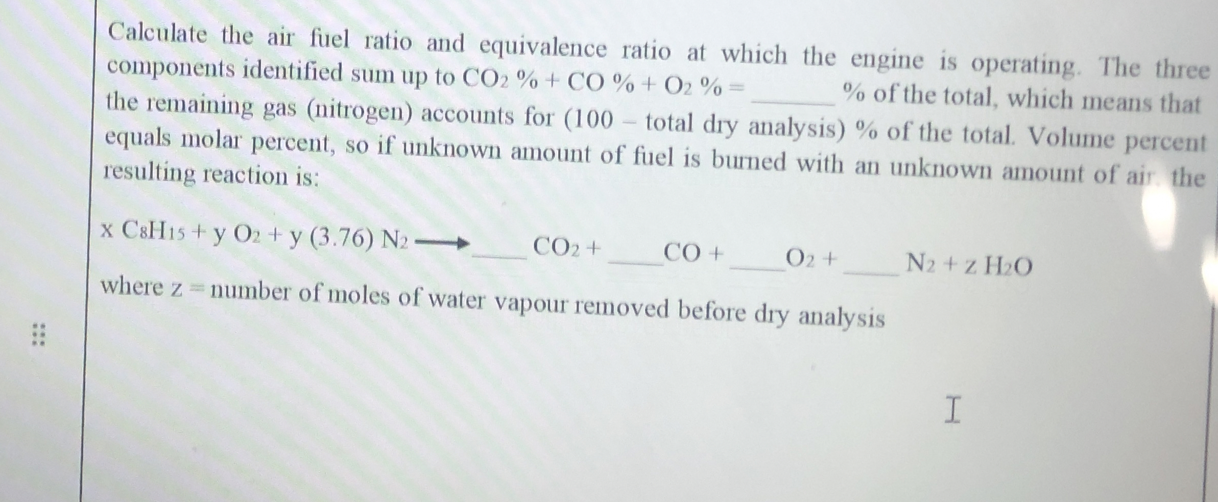 Calculate the air fuel ratio and equivalence