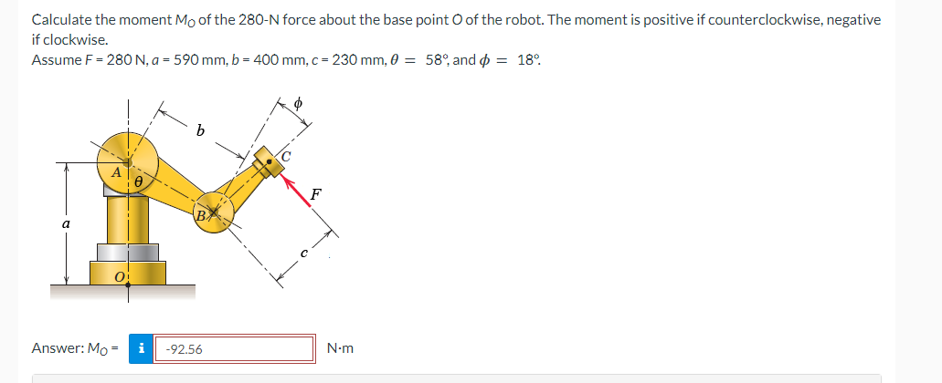Calculate the moment M O of the 2 8 0 - N force