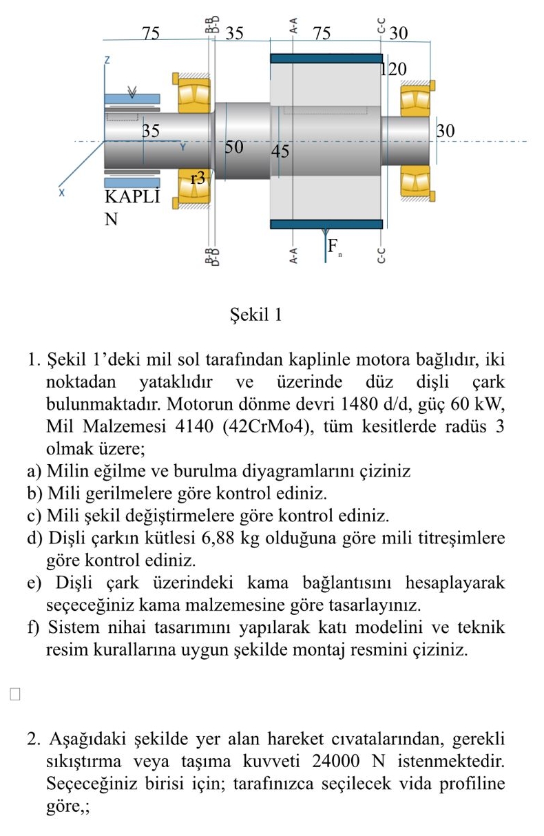 ekil 1 ekil l'deki mil sol taraf ndan kaplinle