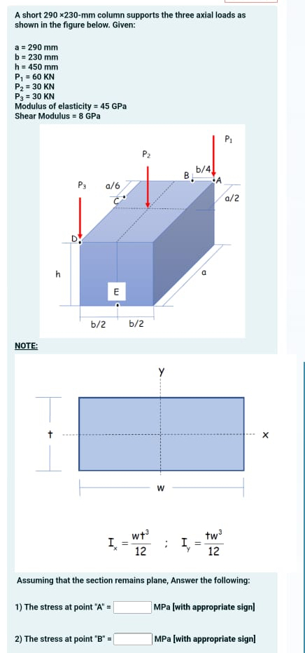 A short 2 9 0 2 3 0 - m m column supports the