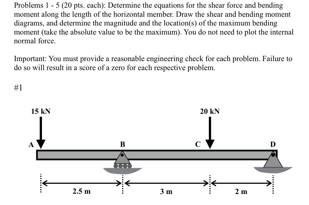 Problems pts . each ) : Determine the equations