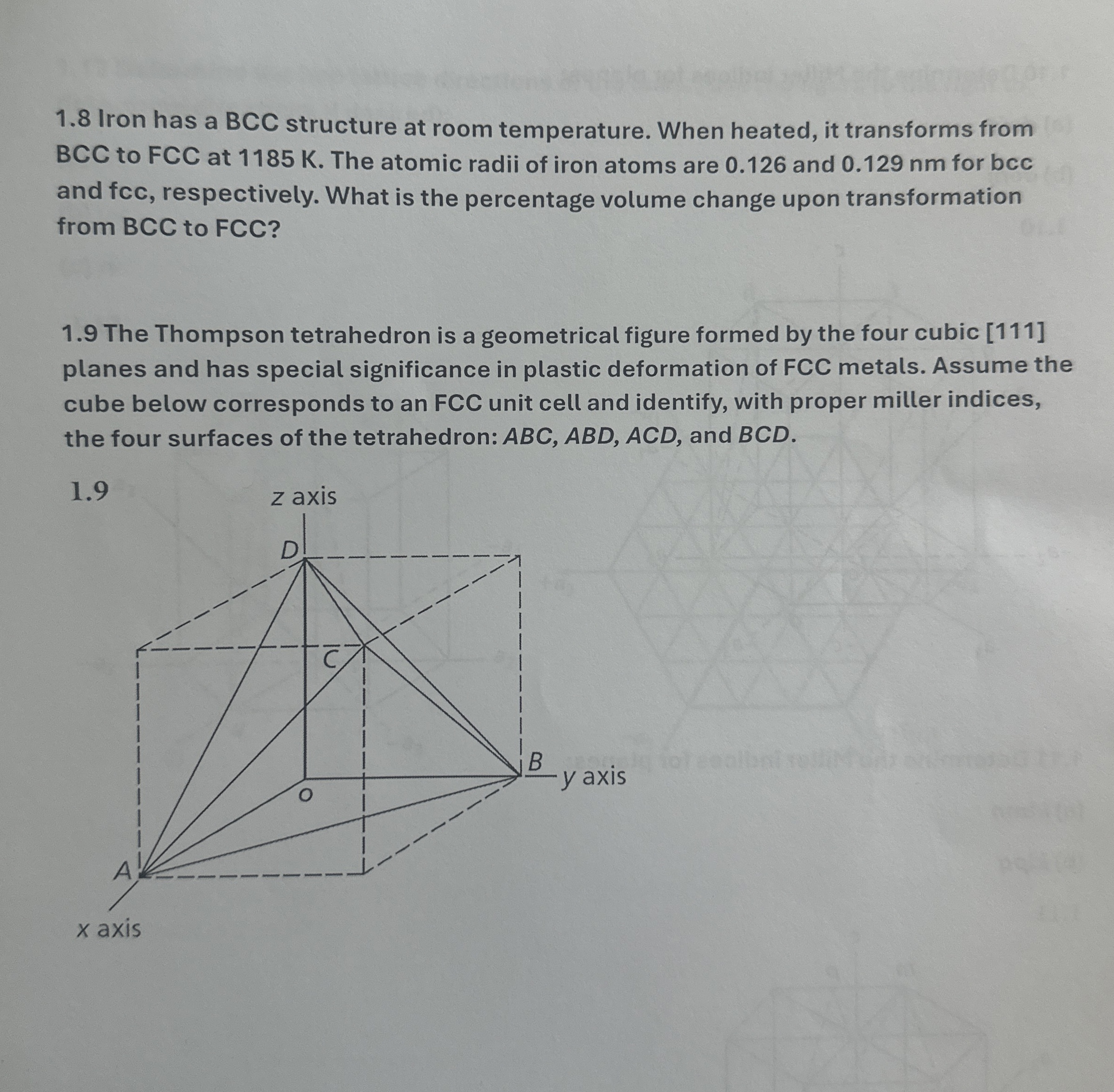 1 . 8 Iron has a BCC structure at room