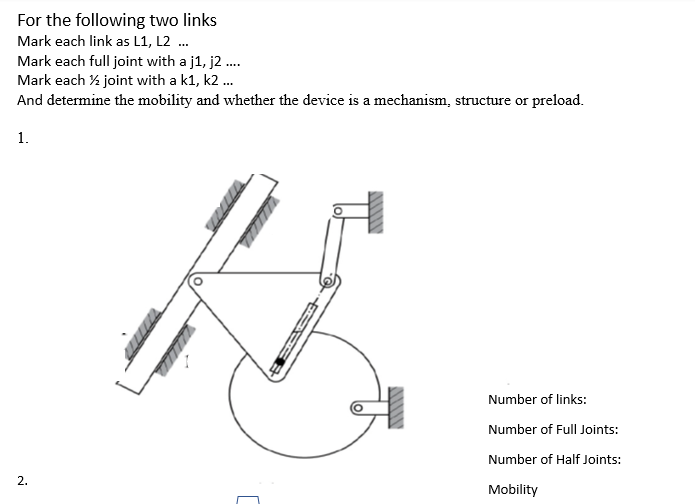 For the following two links Mark each link as L 1