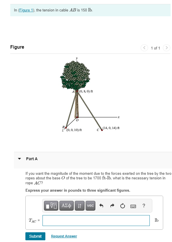 In ( Figure 1 ) , the tension in cable A B is 1 5