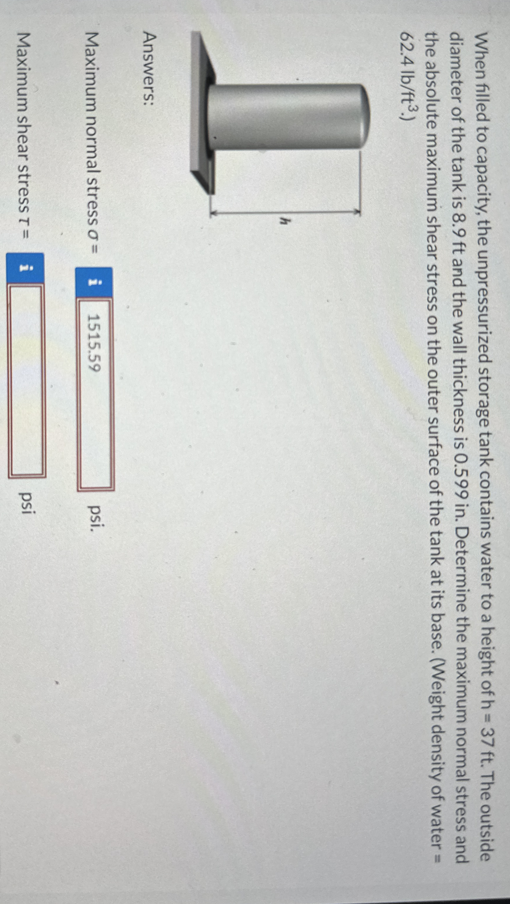 When filled to capacity, the unpressurized