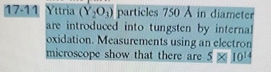 1 7 - 1 1 Yttria ( Y 2 O 3 ) particles 7 5 0 in