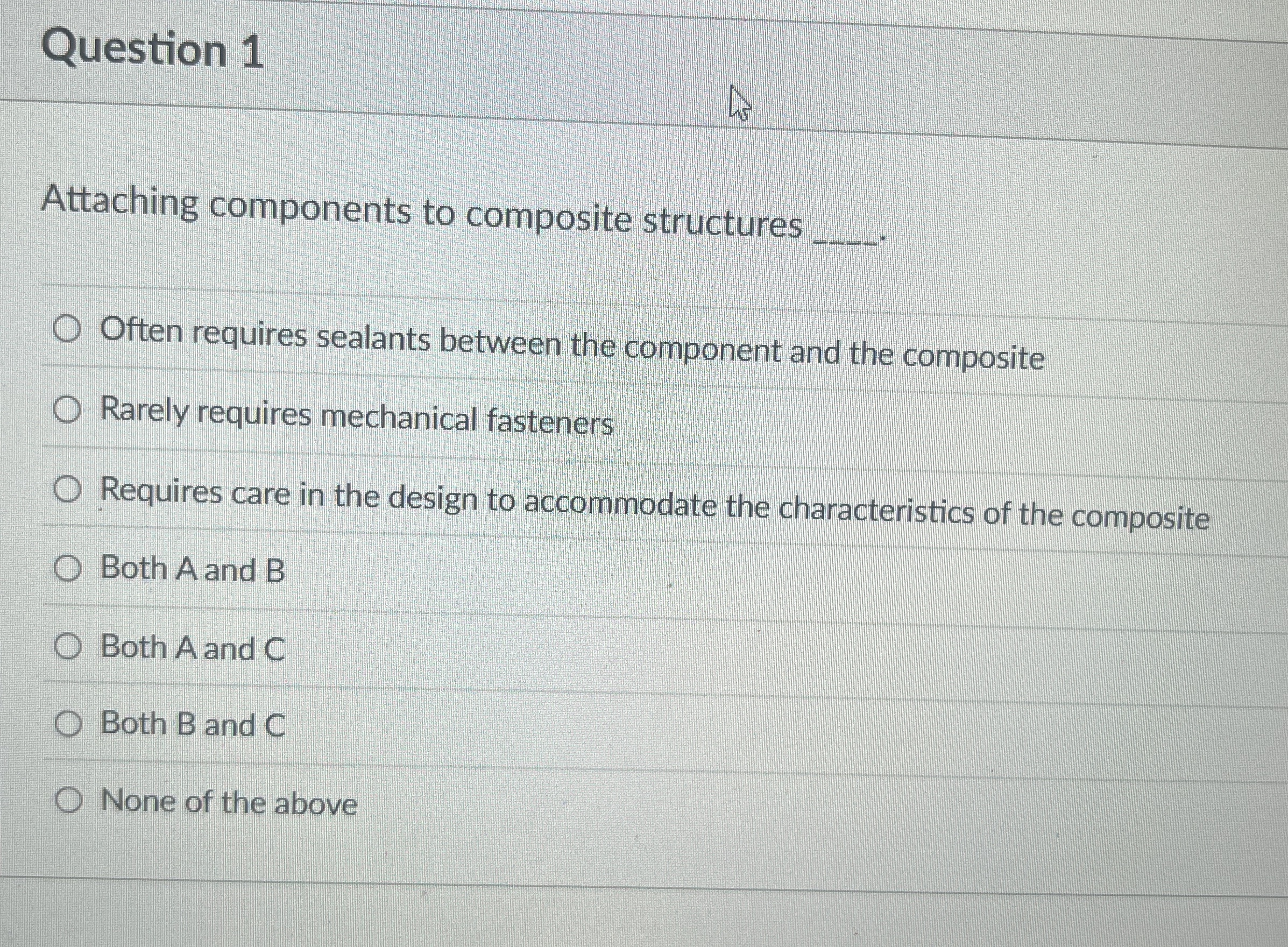 Question 1 Attaching components to composite