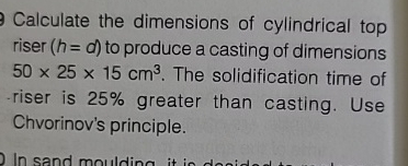 Calculate the dimensions of cylindrical top riser