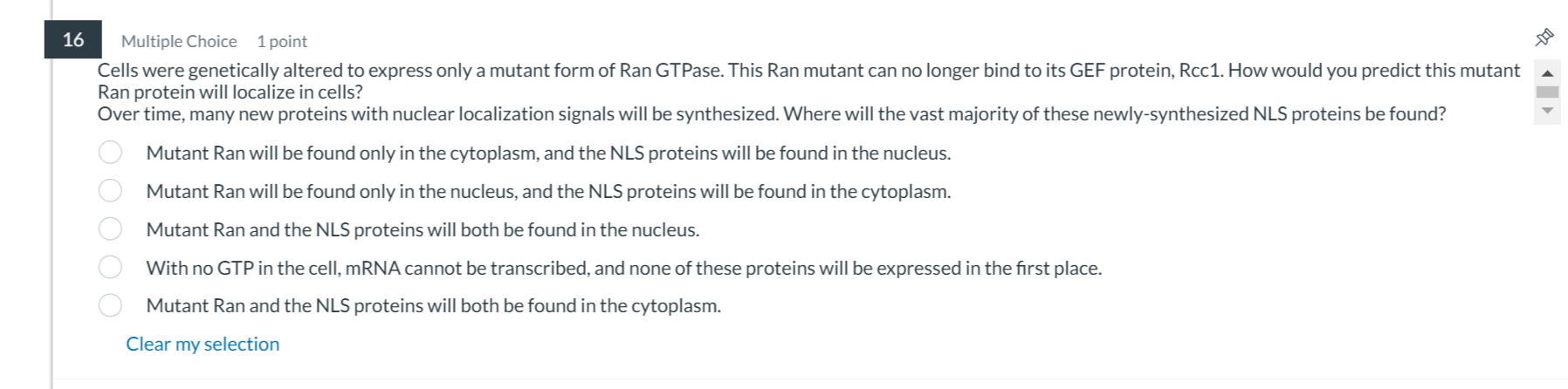 1 6 Multiple Choice 1 point Cells were