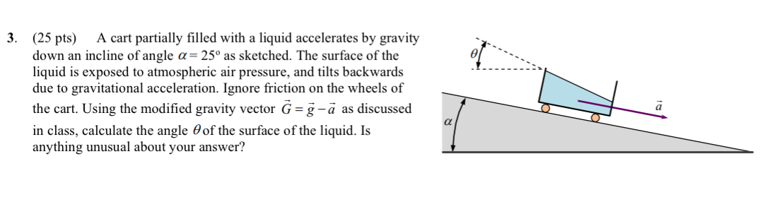 ( 2 5 pts ) A cart partially filled with a liquid
