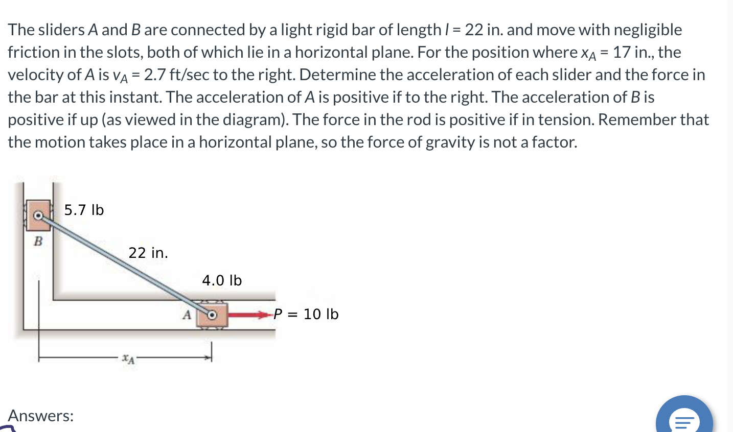 The sliders A and B are connected by a light