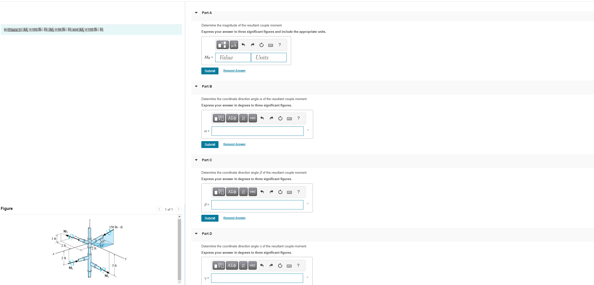 l n ( Figure 1 ) , M 1 = 1 6 0 l b | f t 2 , M 2