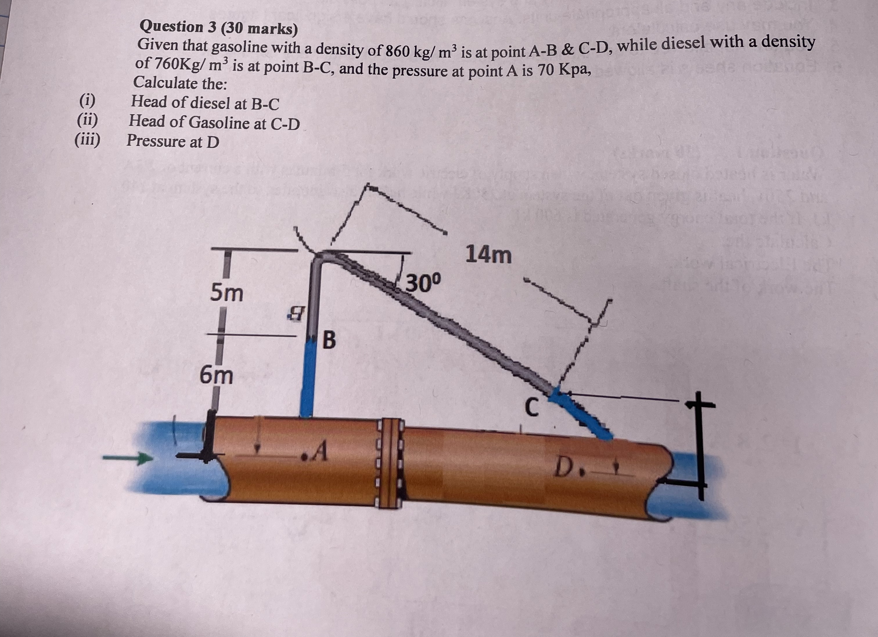Question 3 ( 3 0 marks ) Given that gasoline with