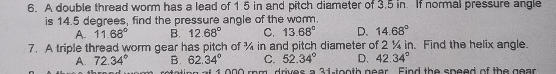 A double thread worm has a lead of 1 . 5 in and