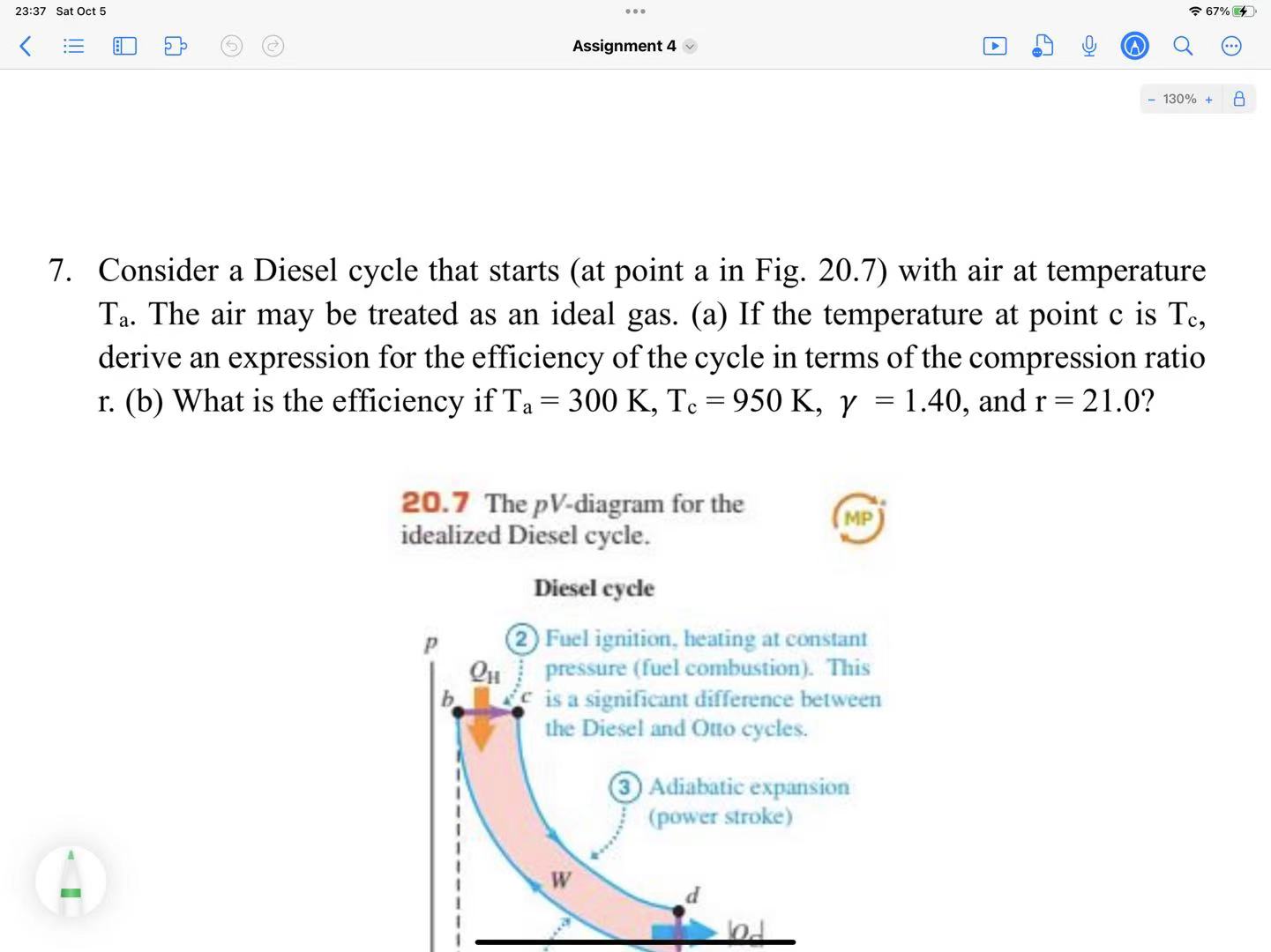 2 0 . 7 The p V - diagram for the idealized