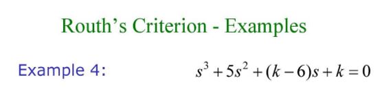 Routh's Criterion - Examples Example 4 : s 3 + 5
