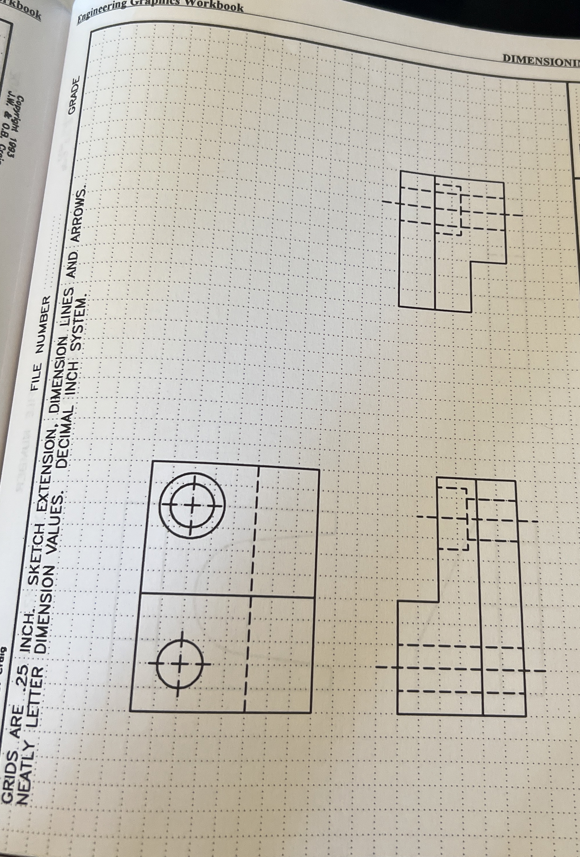 Grids are . 2 5 inch. sketch extension, dimension