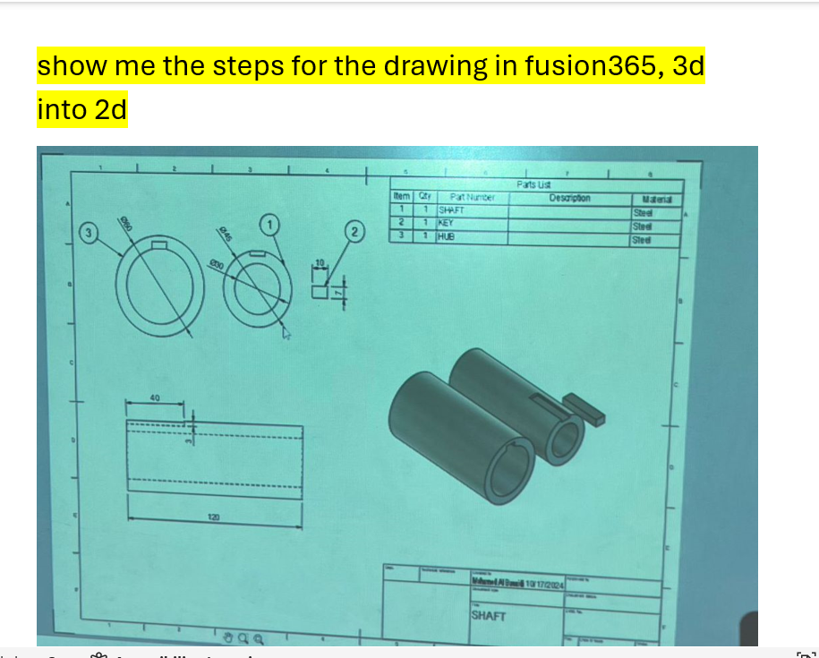 show me the steps for the drawing in fusion 3 6 5