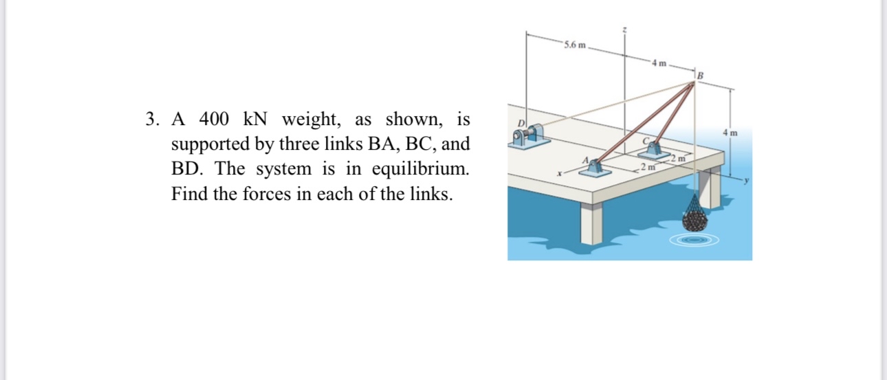 A 4 0 0 kN weight, as shown, is supported by