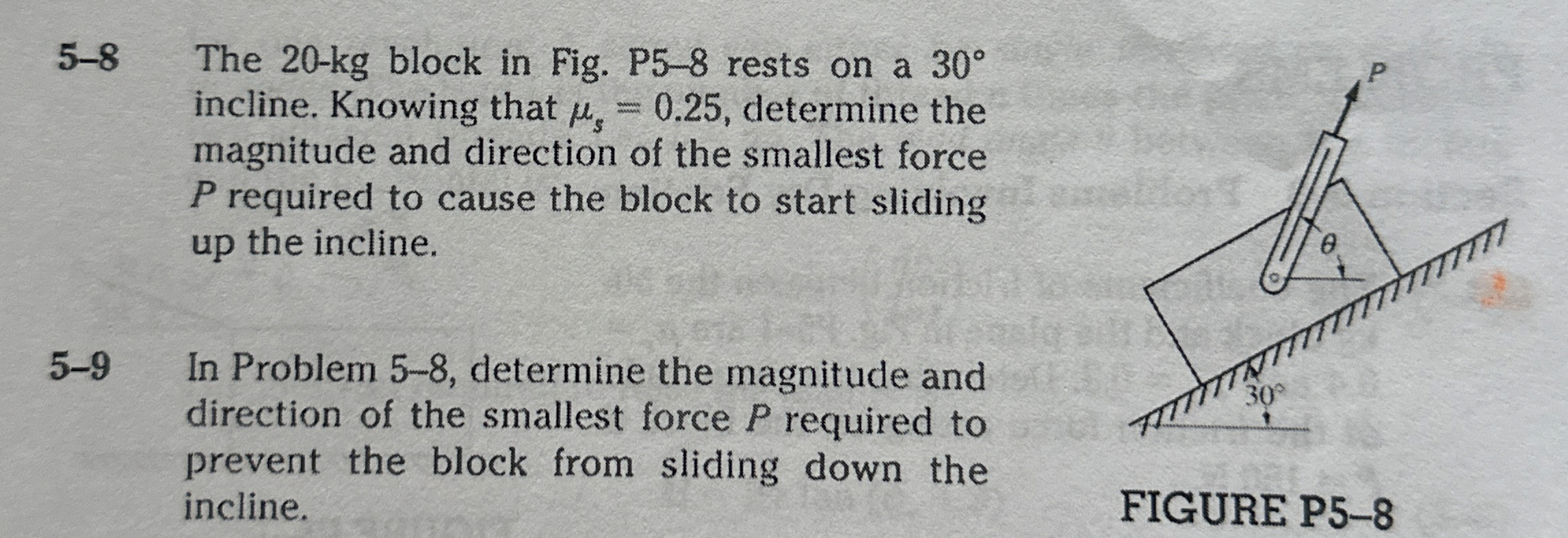 ( 5 - 8 ) . The 2 0 - k g block in Fig. P 5 - 8