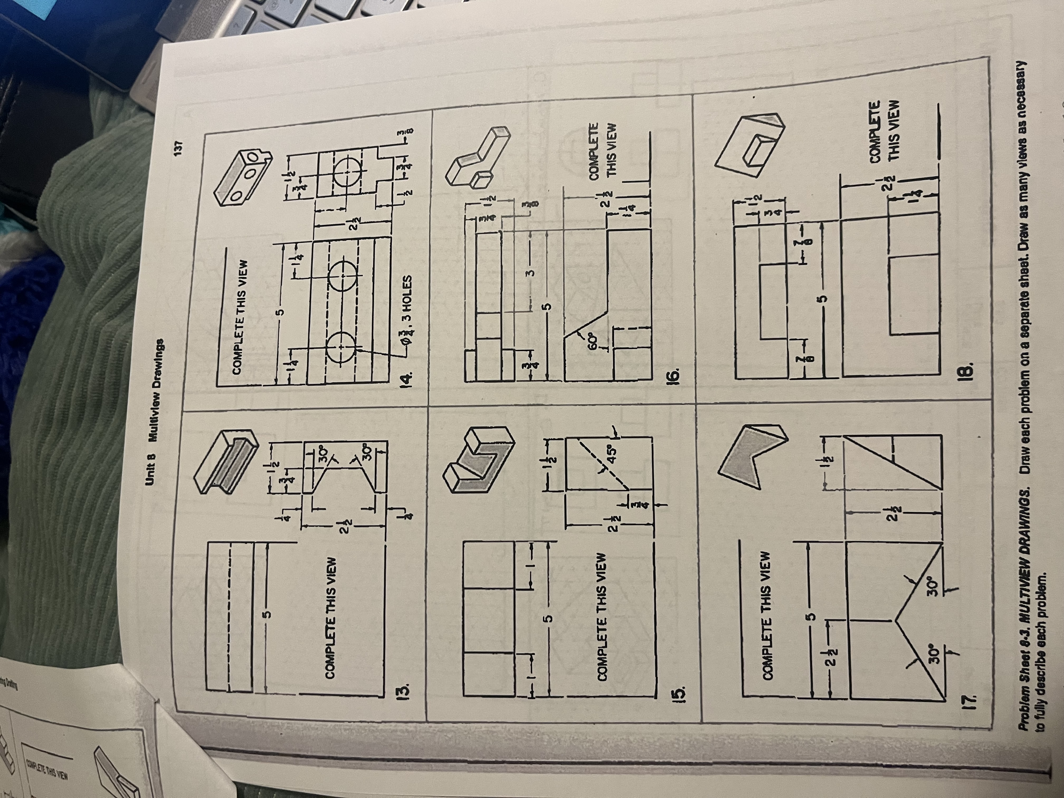 MULTIVIEW DRAWINGS! Complete the views 1 3 though