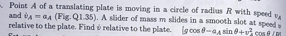 Point A of a translating plate is moving in a