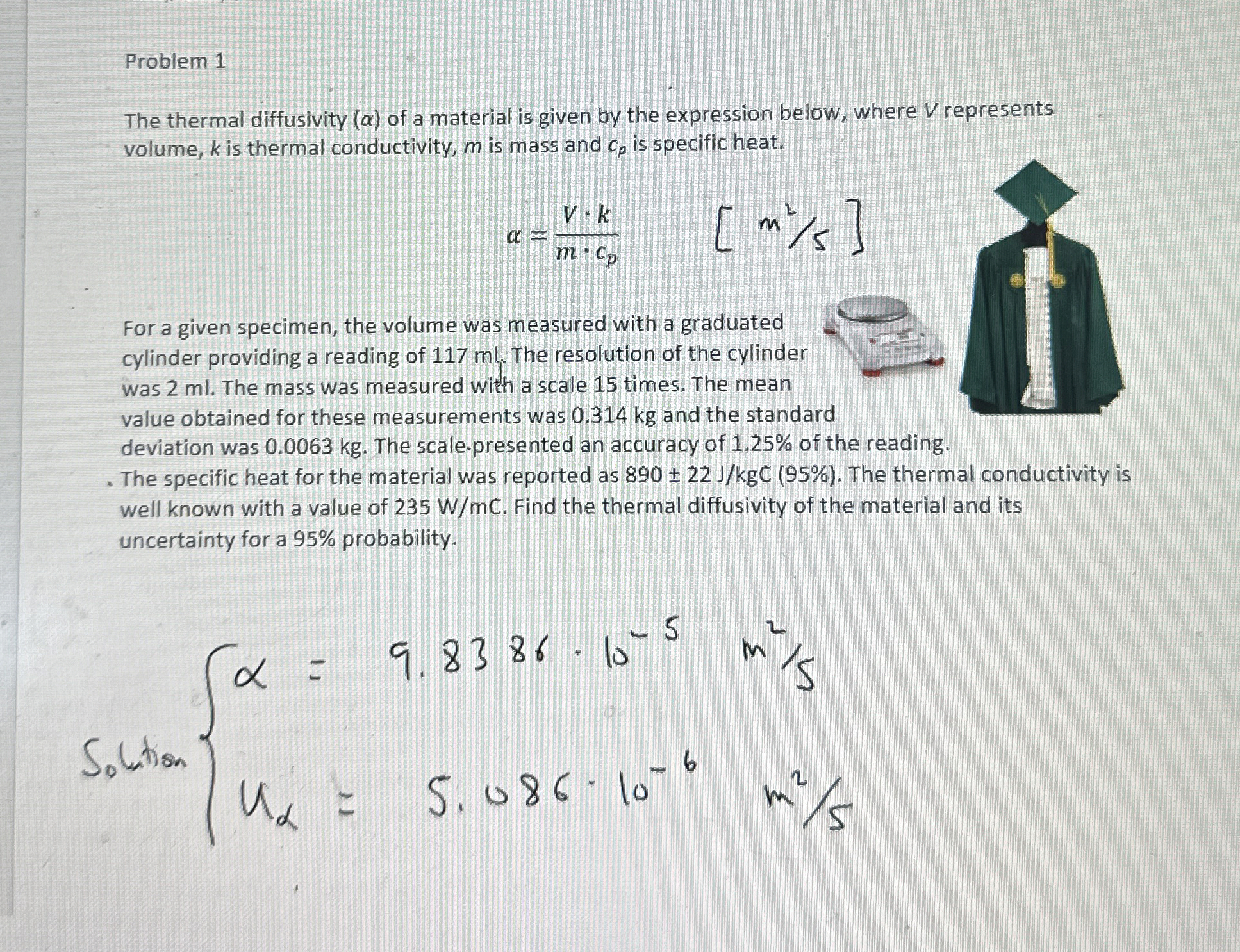 Problem 1 The thermal diffusivity ( ) of a